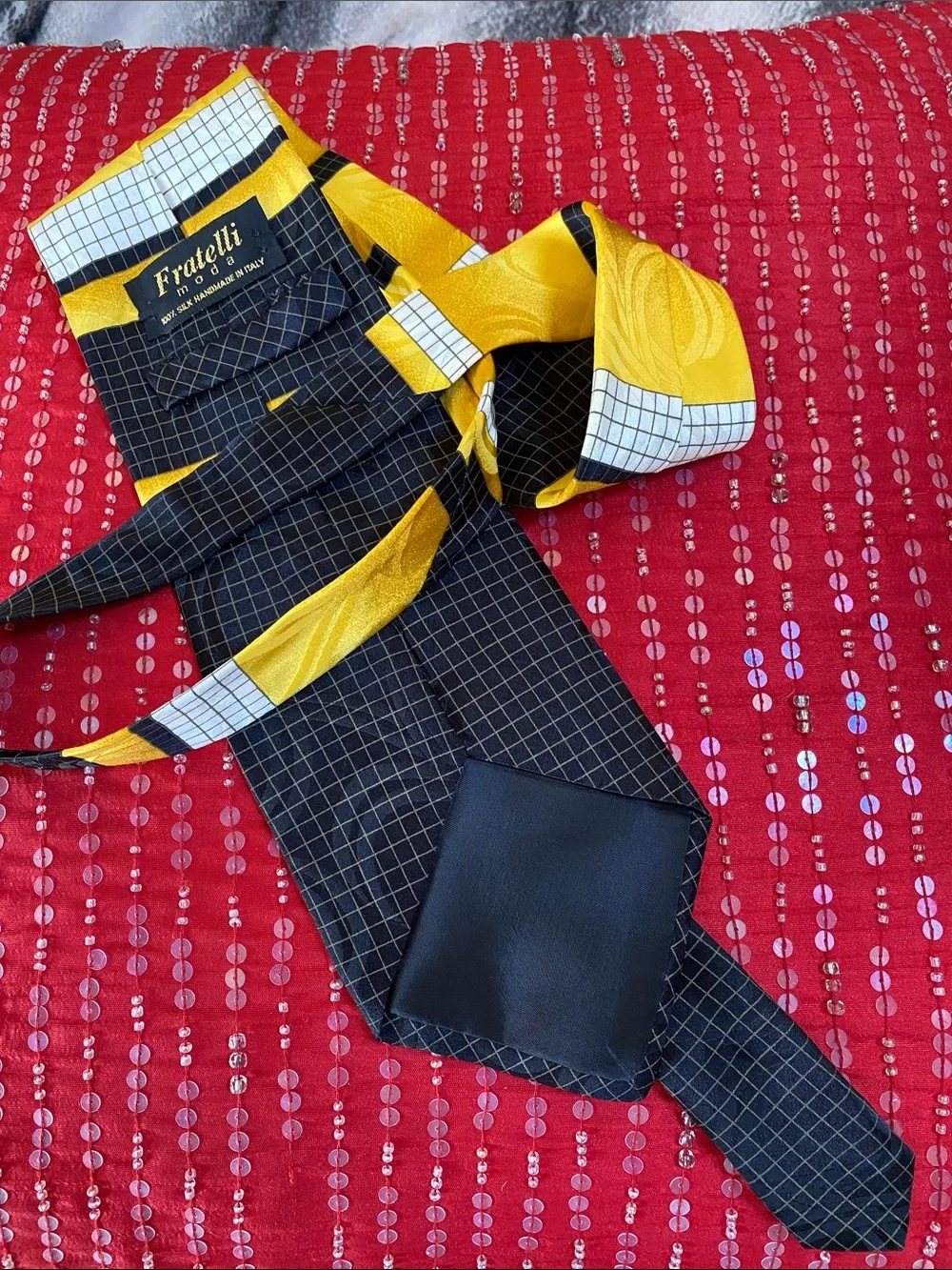 💯 Silk Hand Made In Italy 🇮🇹 Stunning Versace Style Print Luxurious Tie